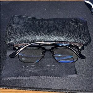 Black Half-Rim Glasses with Case